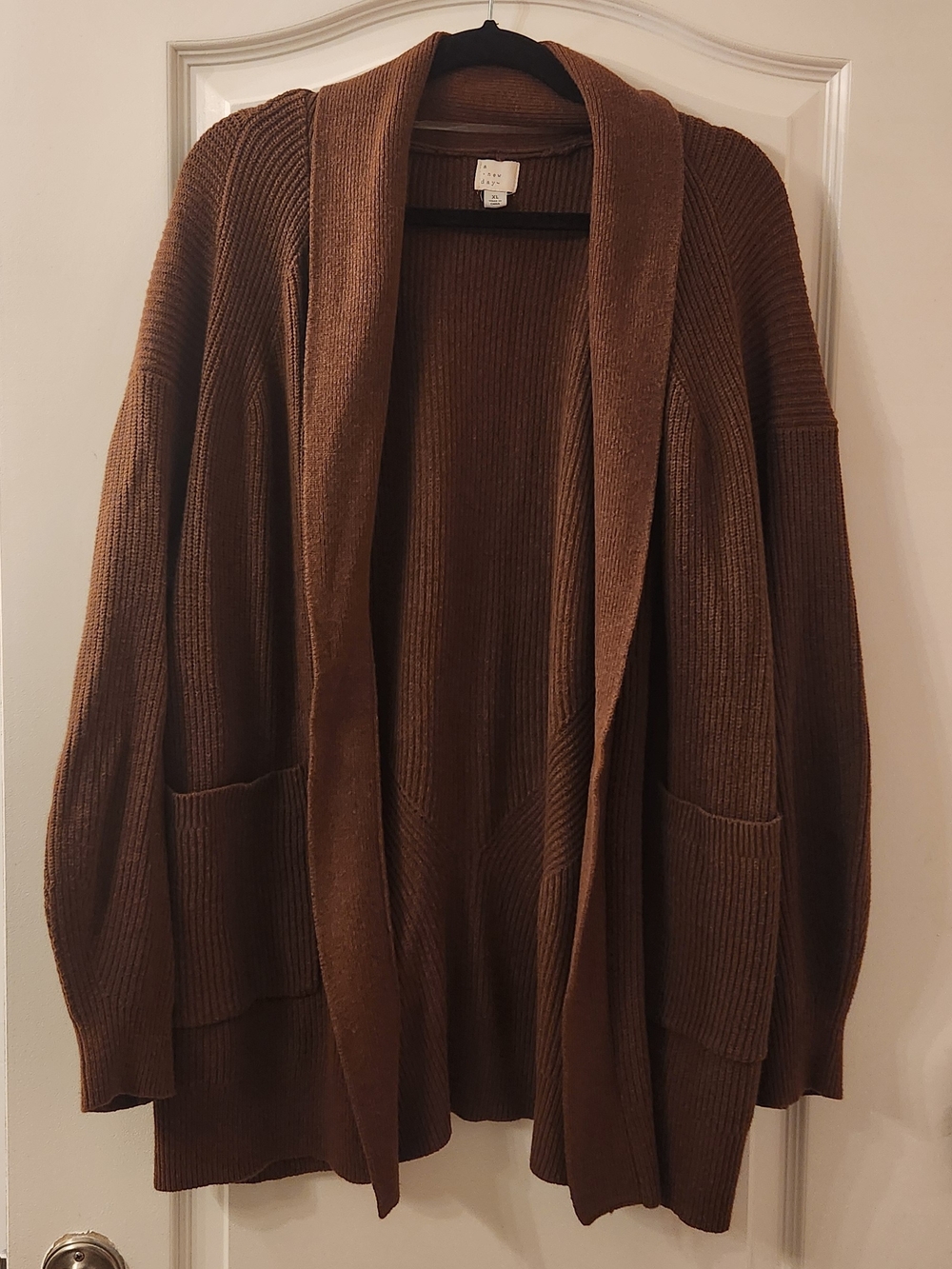 a new day Brown Ribbed Open Cardigan